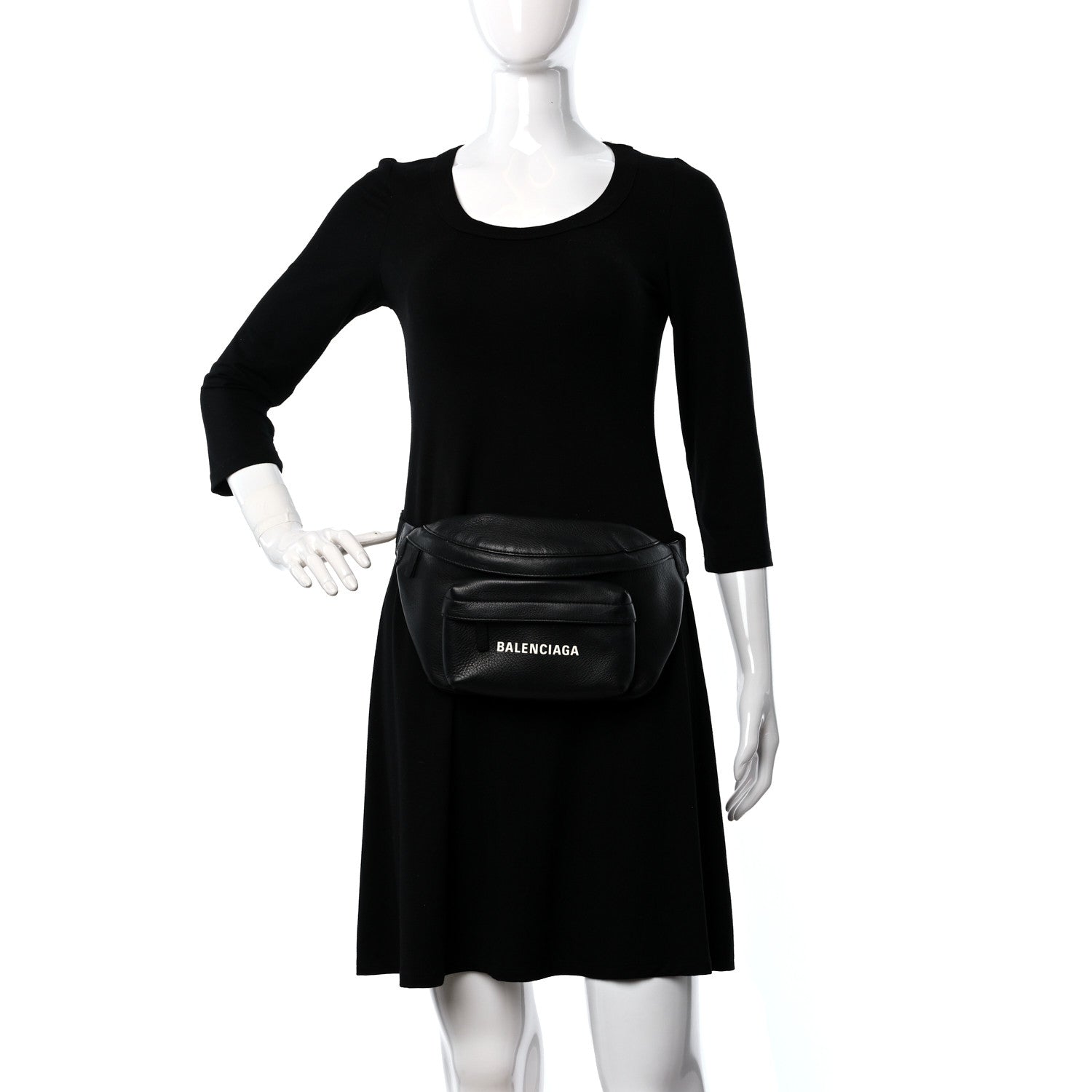 Balenciaga Smooth Calfskin Logo Everyday Beltpack XS Black White 2 of 8