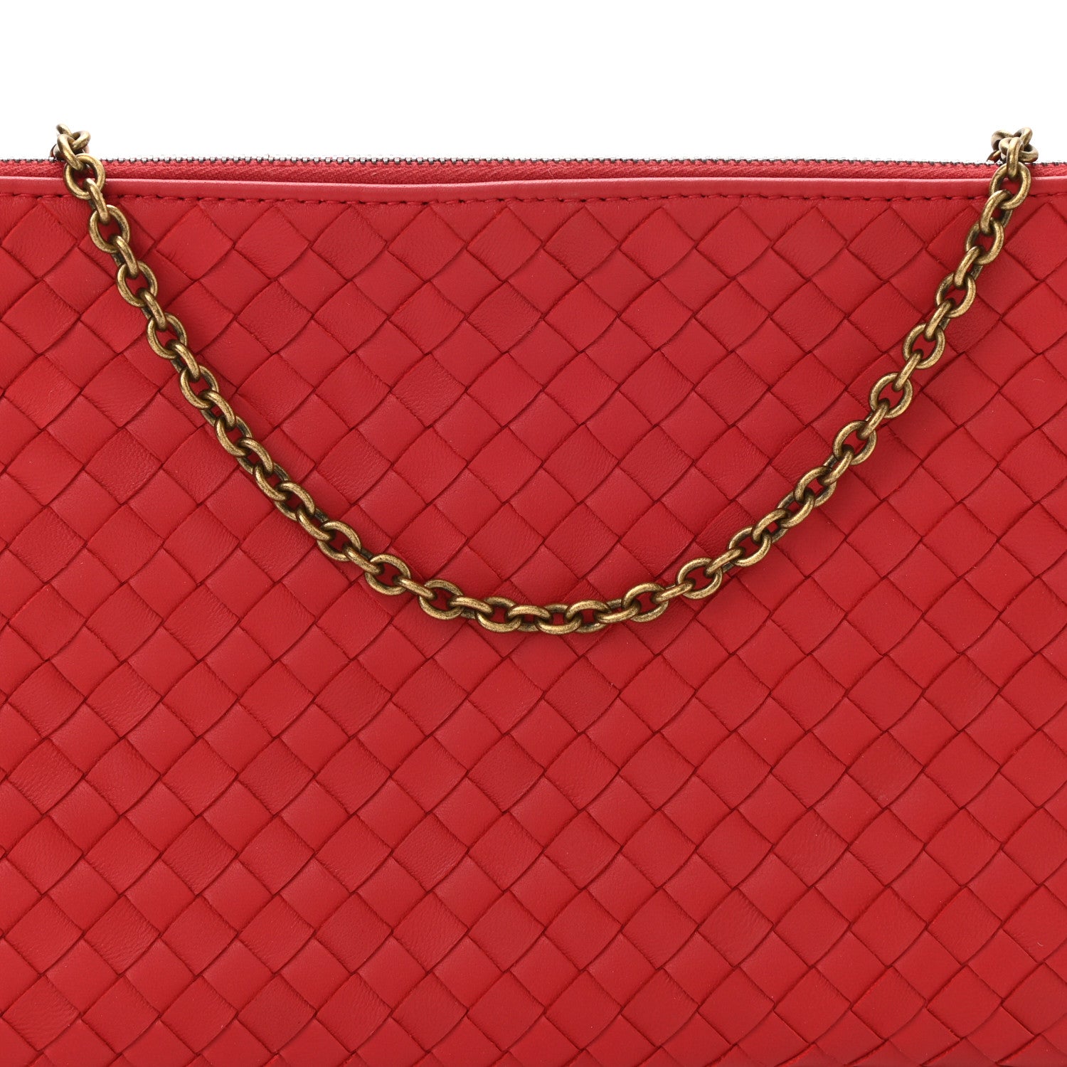 Bottega Veneta Nappa Intrecciato Biletto Chain Crossbody Red 9 of 12