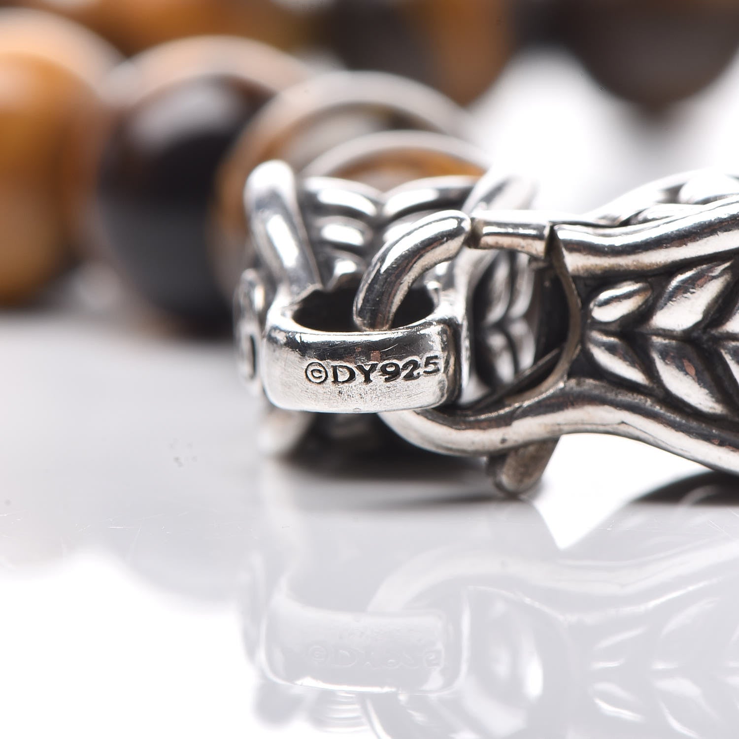 David Yurman Sterling Silver Tiger's Eye 8mm Spiritual Beads Bracelet 5 of 5