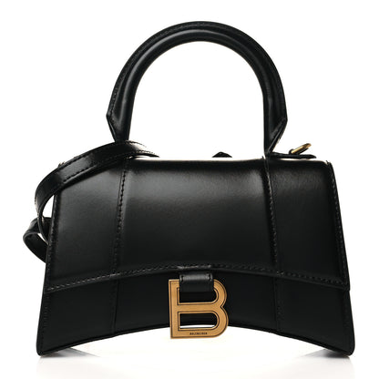Balenciaga Shiny Box Calfskin Hourglass Top Handle Bag XS Black 1 of 10