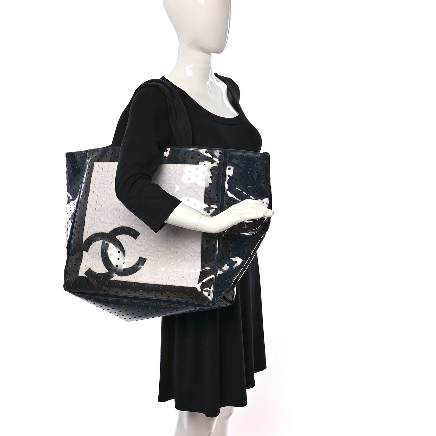 Canvas Vinyl Perforated CC Tote White Black Dark Navy