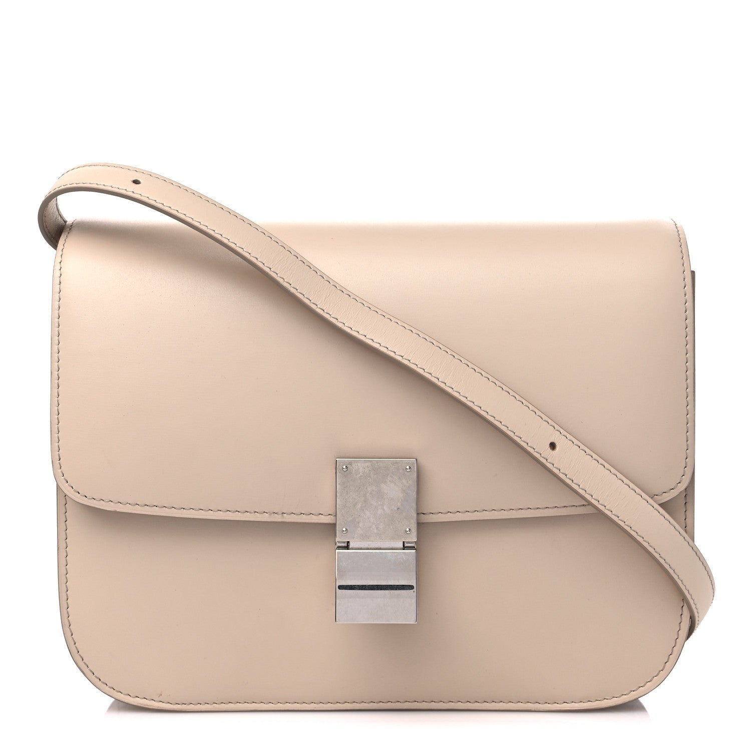 Celine Smooth Calfskin Medium Classic Box Flap Bag White 1 of 13