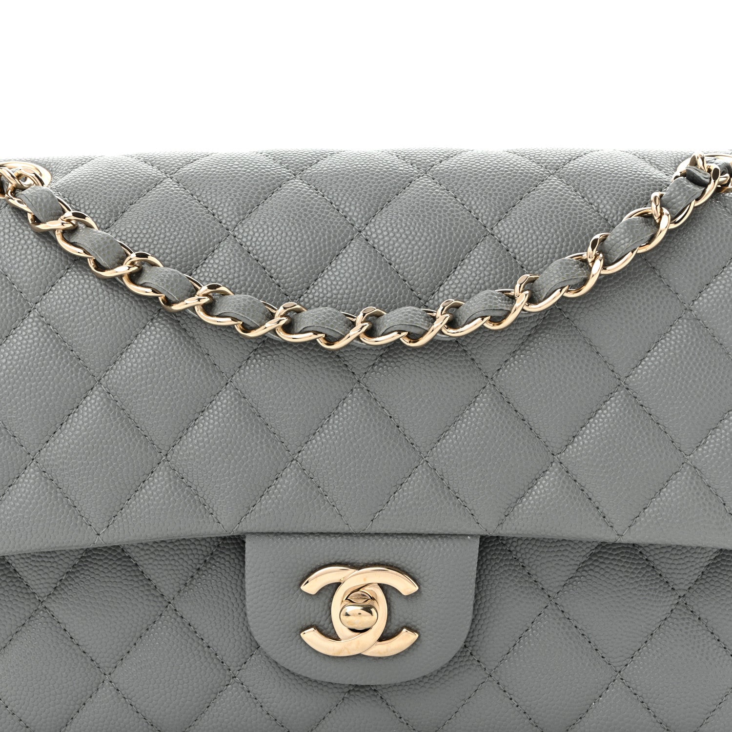 Chanel Caviar Quilted Medium Double Flap Grey 8 of 10