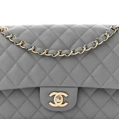 Chanel Caviar Quilted Medium Double Flap Grey 8 of 10