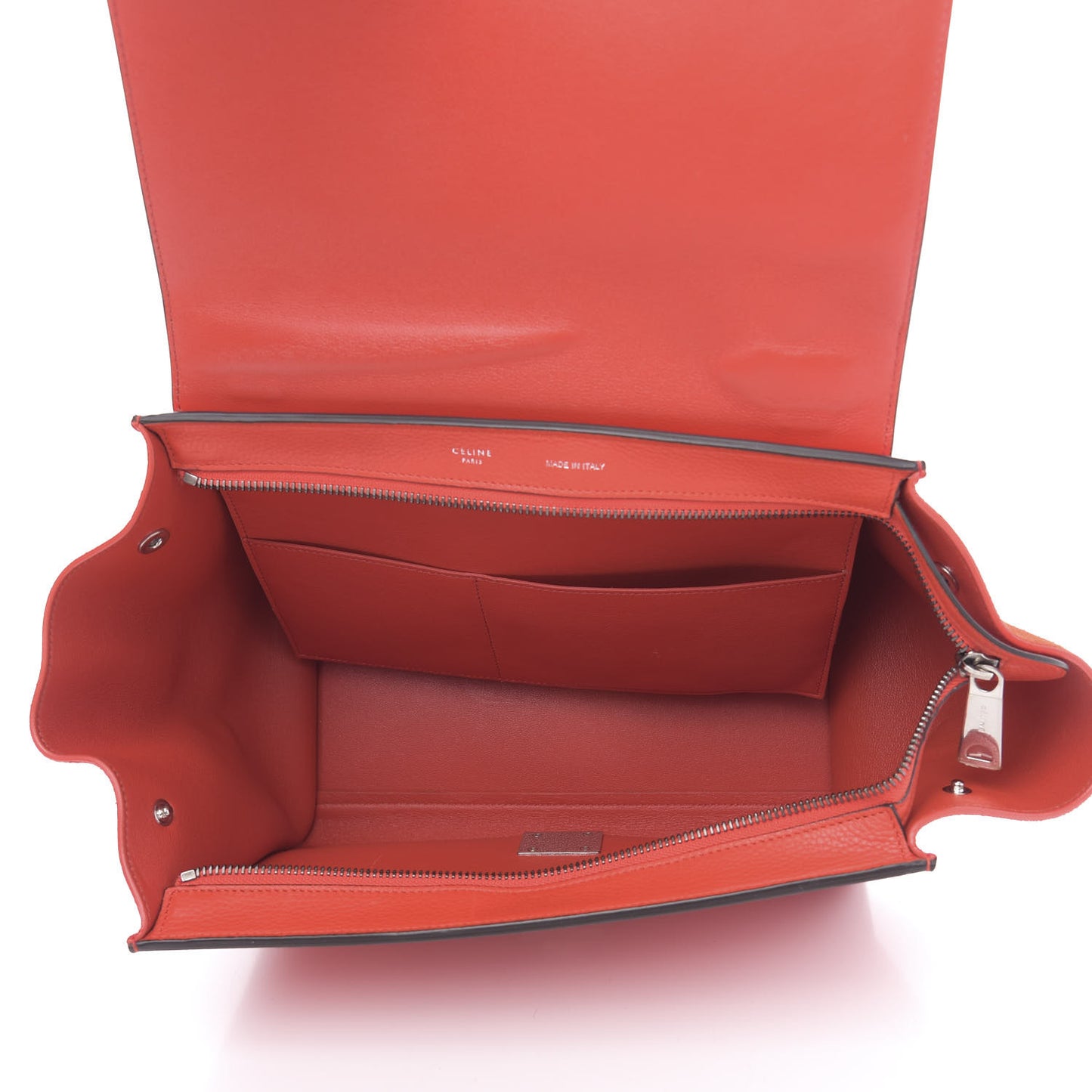 Drummed Calfskin Suede Small Trapeze Vermillion