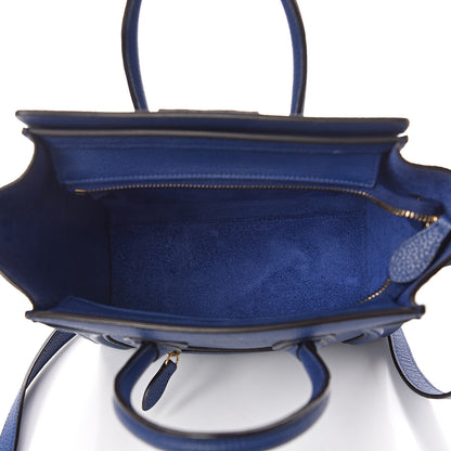 Celine Drummed Calfskin Nano Luggage Indigo 5 of 9