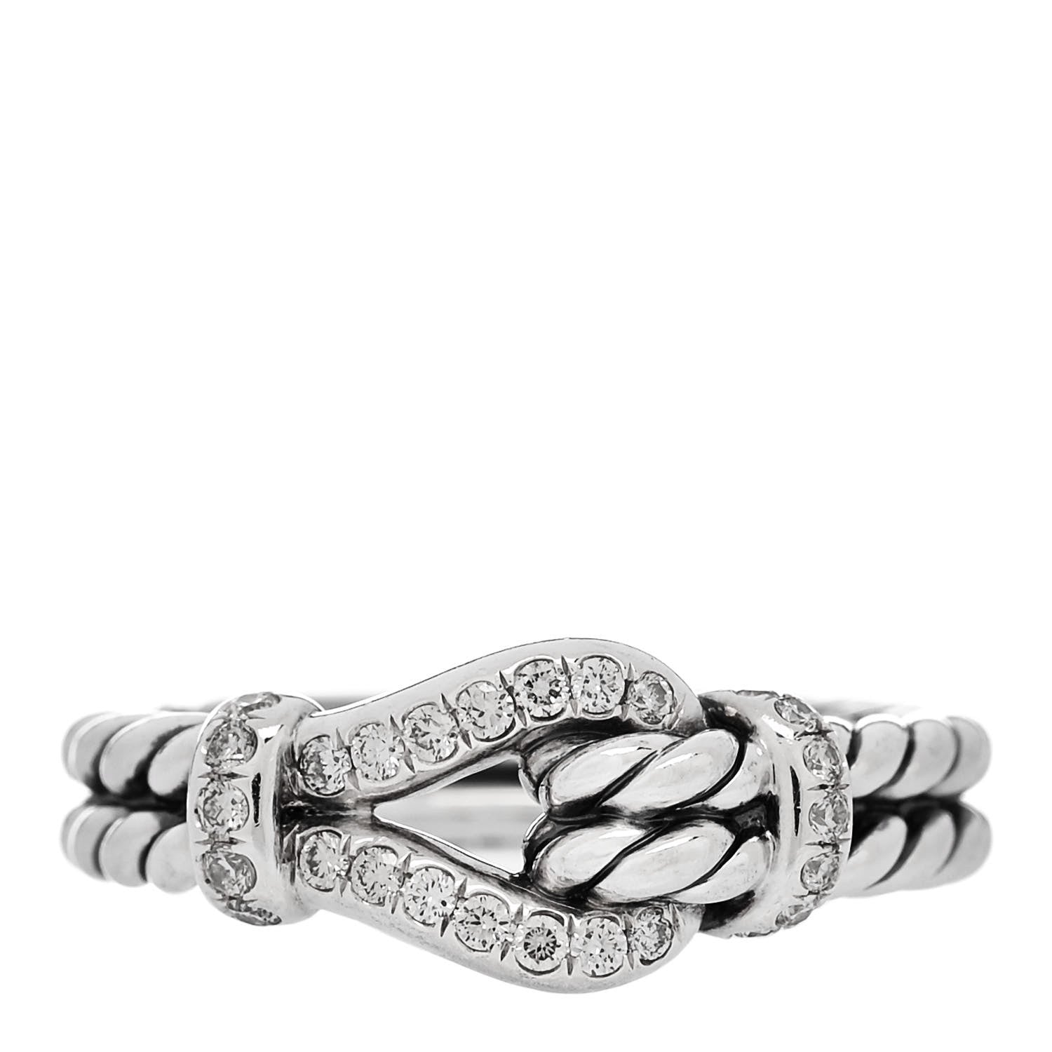 David Yurman Sterling Silver Diamond Thoroughbred Loop Ring 54 7 1 of 4