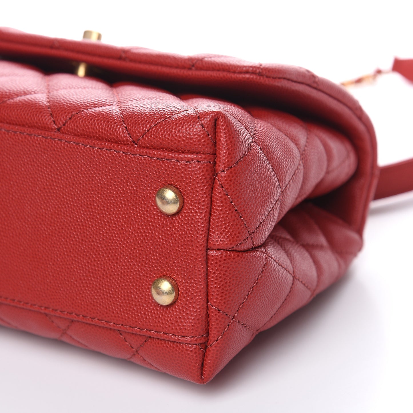 Caviar Lizard Quilted Mini Coco Handle Flap Red