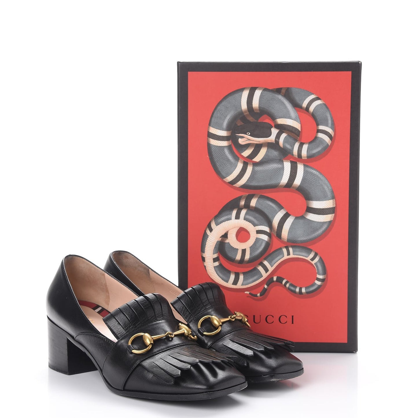 Malaga Kid GG Marmont Fringe Loafer Pumps Size 39 Black