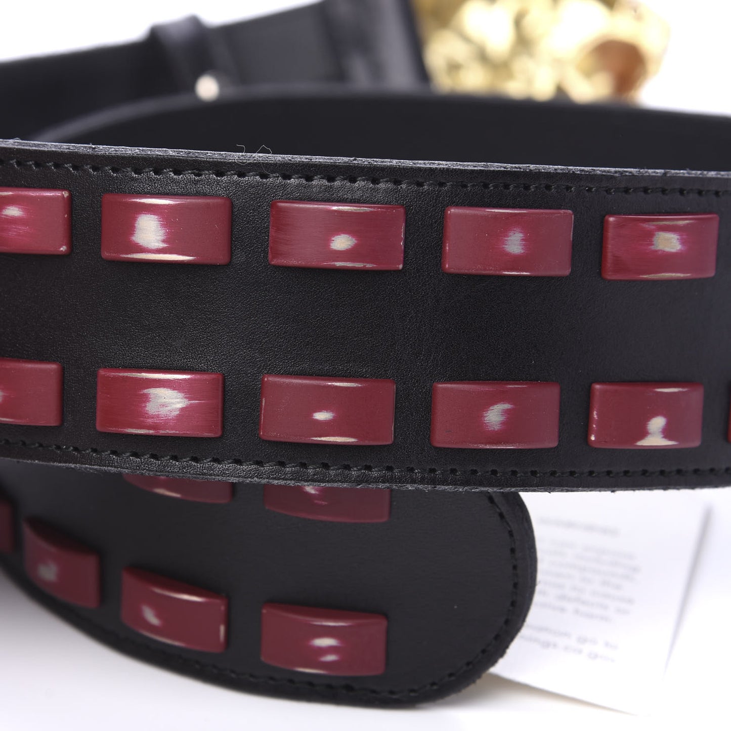 Metal Tiger Head Studded Belt 80 32 Yellow Black
