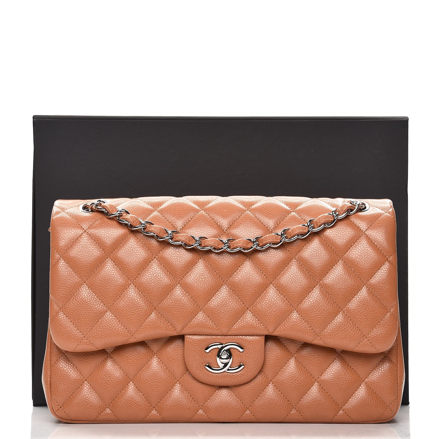 Chanel Caviar Quilted Jumbo Double Flap Light Brown 11 of 11