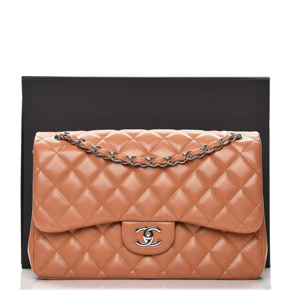 Chanel Caviar Quilted Jumbo Double Flap Light Brown 11 of 11