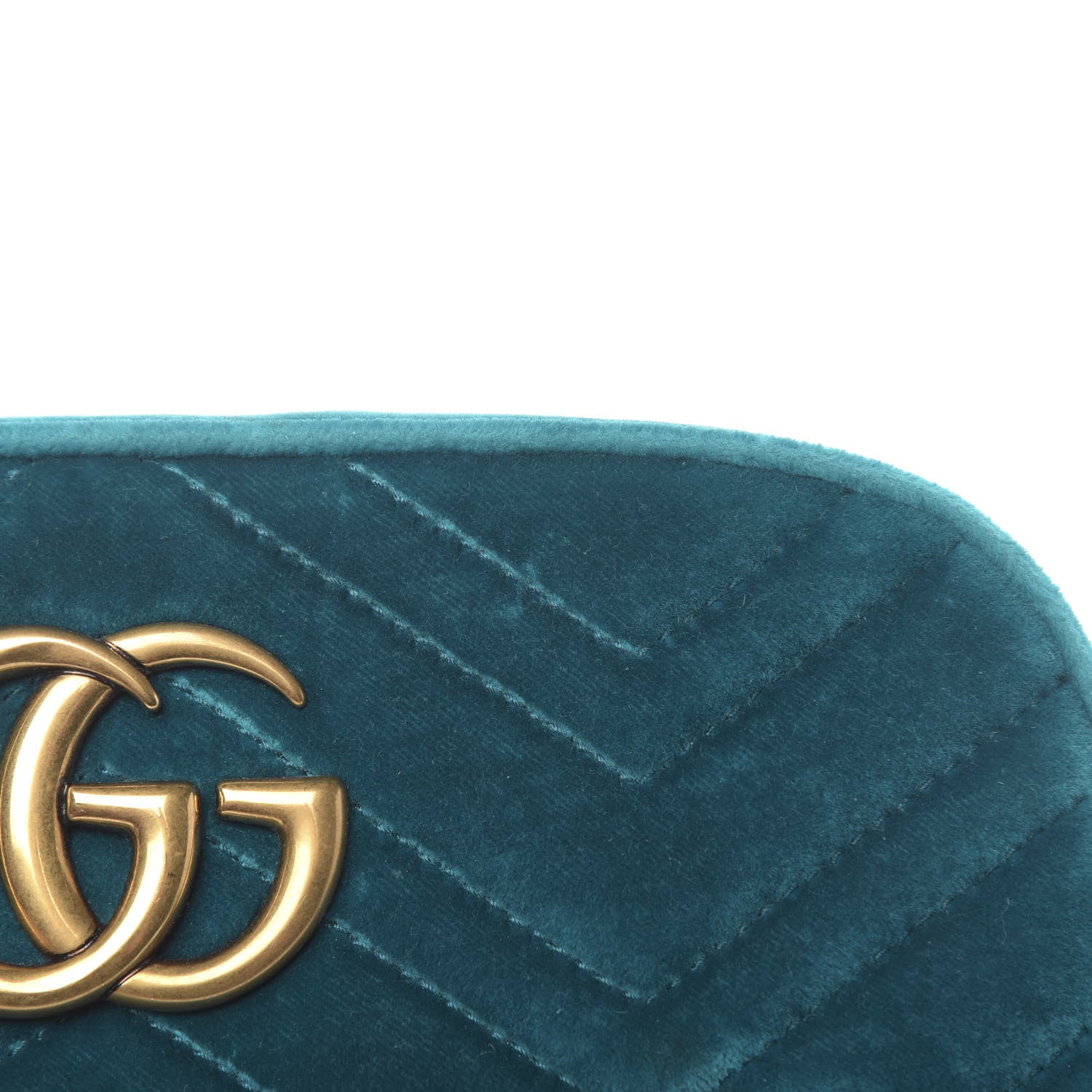 Gucci Velvet Matelasse Small GG Marmont Chain Shoulder Bag Pavone Cyan 12 of 16