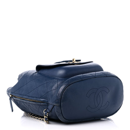 Chanel Sheepskin Caviar Quilted Daily Round Backpack Blue 4 of 16