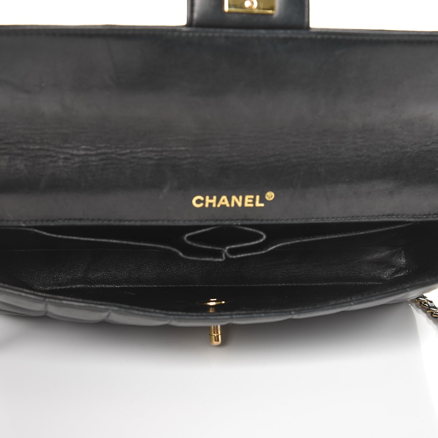 Lambskin East West Chocolate Bar Flap Black