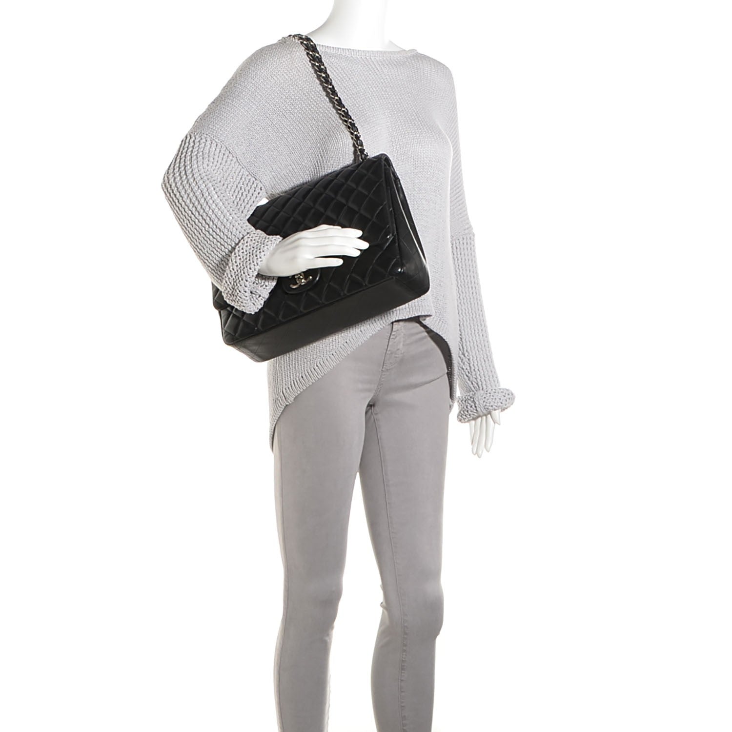 Chanel Lambskin Quilted Maxi Double Flap Black 2 of 9
