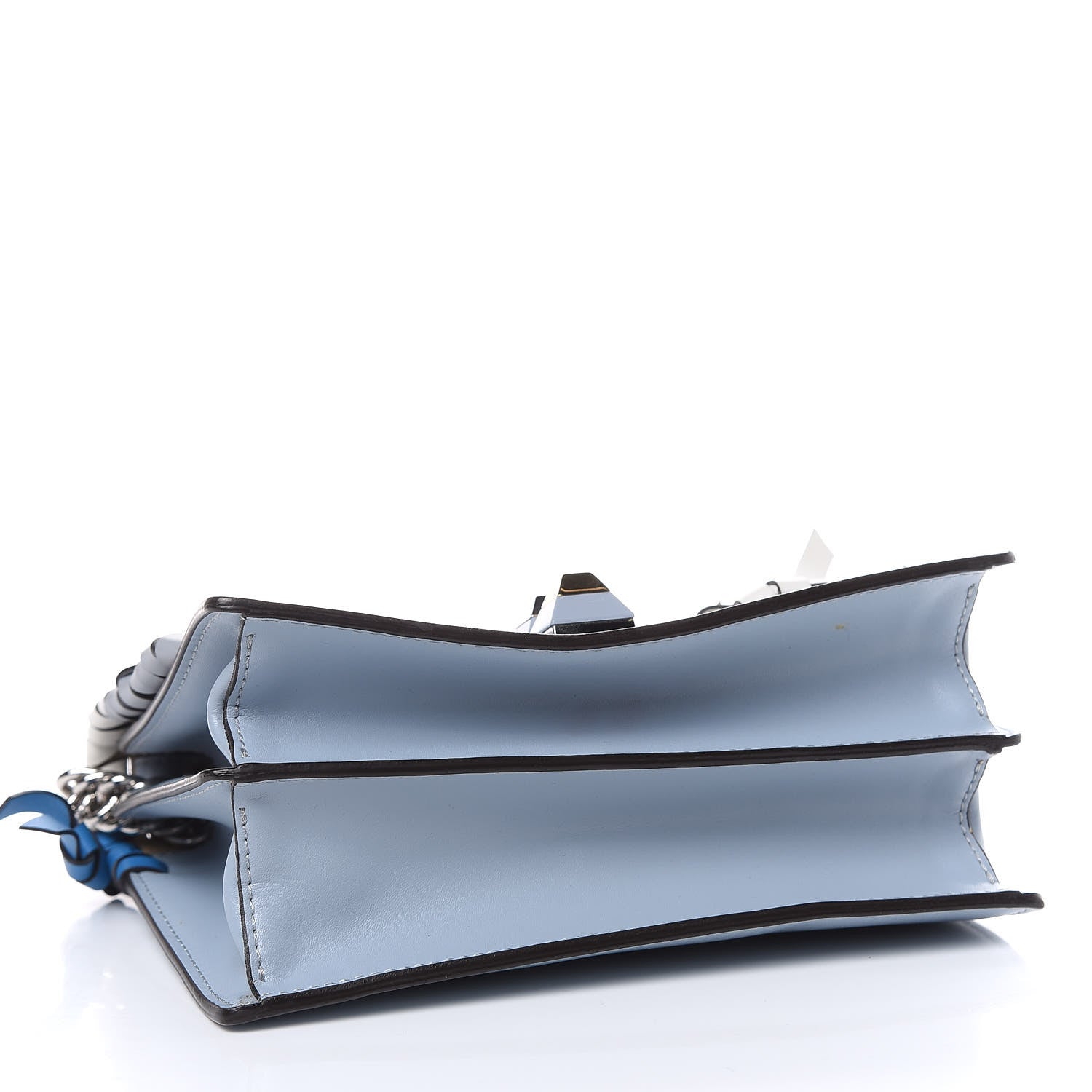 Fendi Vitello Liberty Whipstitch Bow Small Kan I Shoulder Bag Azzurro Polvere Multicolor 4 of 9
