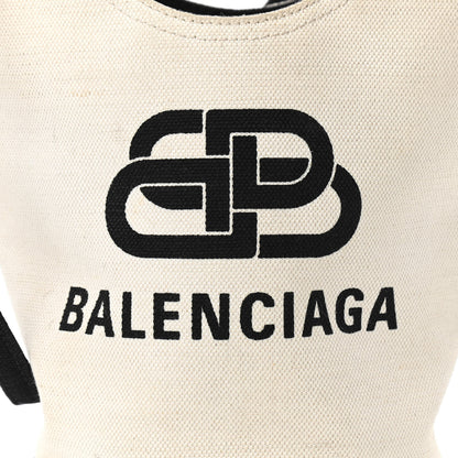 Balenciaga Cotton Canvas Calfskin New Wave Tote XS Natural Black 10 of 14