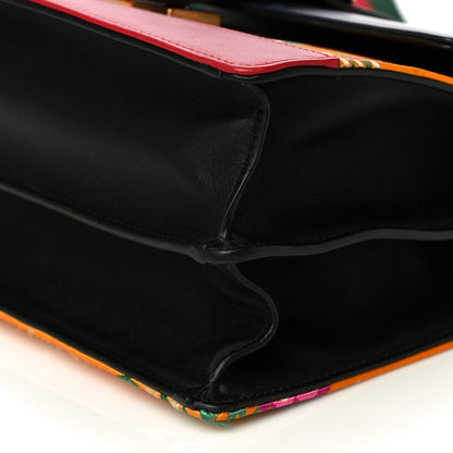 Gucci Satin Calfskin Bamboo Web Tokyo Print Medium Dionysus Top Handle Bag Giallo Multicolor Blue Agata Hibiscus Red 9 of 40
