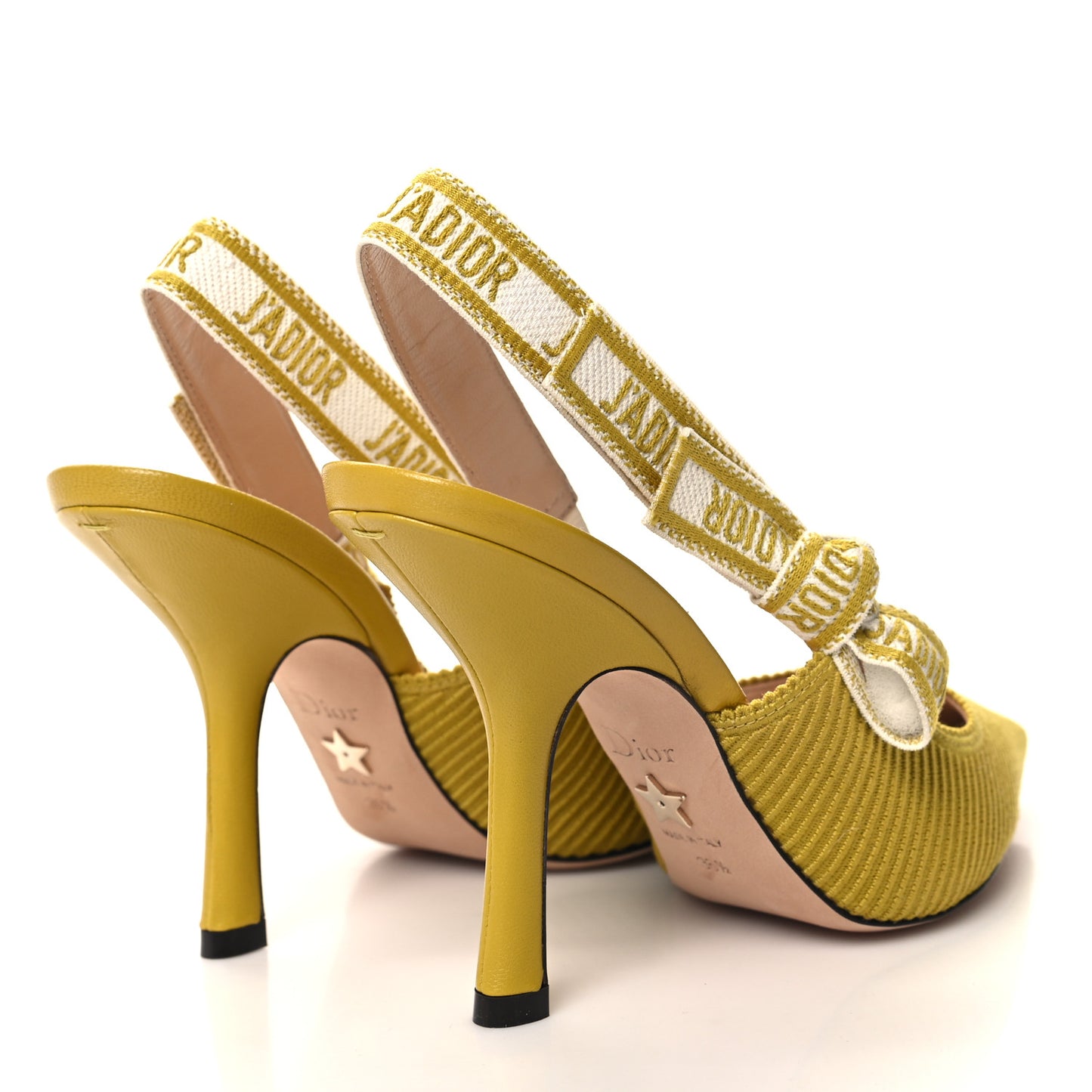 Technical Canvas Ribbon J'Adior Slingback 100mm Pumps 36.5 Dark Saffron