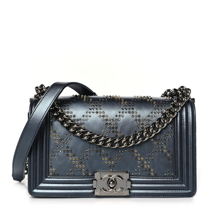 Chanel Calfskin Crystal Quilted Medium Boy Flap Charcoal 1 of 11