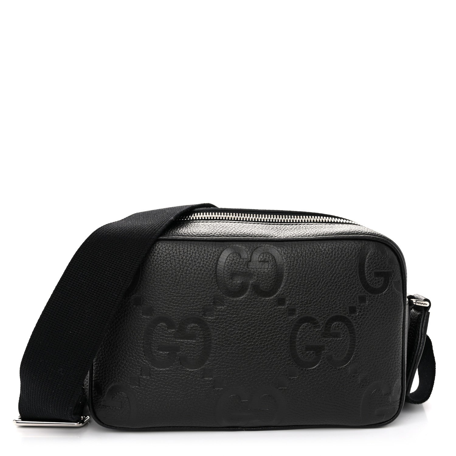 Gucci Piuma Calfskin Jumbo GG Embossed Medium Messenger Bag Black 1 of 9