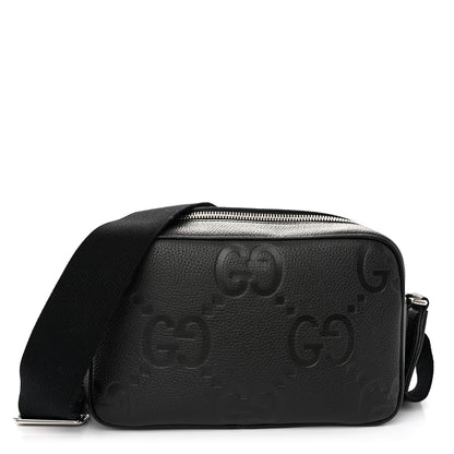 Gucci Piuma Calfskin Jumbo GG Embossed Medium Messenger Bag Black 1 of 9