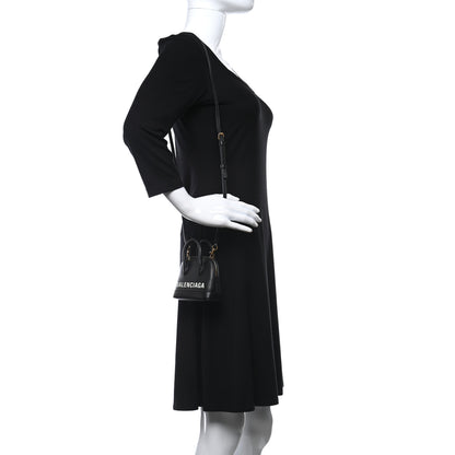 Balenciaga Grained Calfskin Logo Mini Ville Top Handle Bag Black White 2 of 10