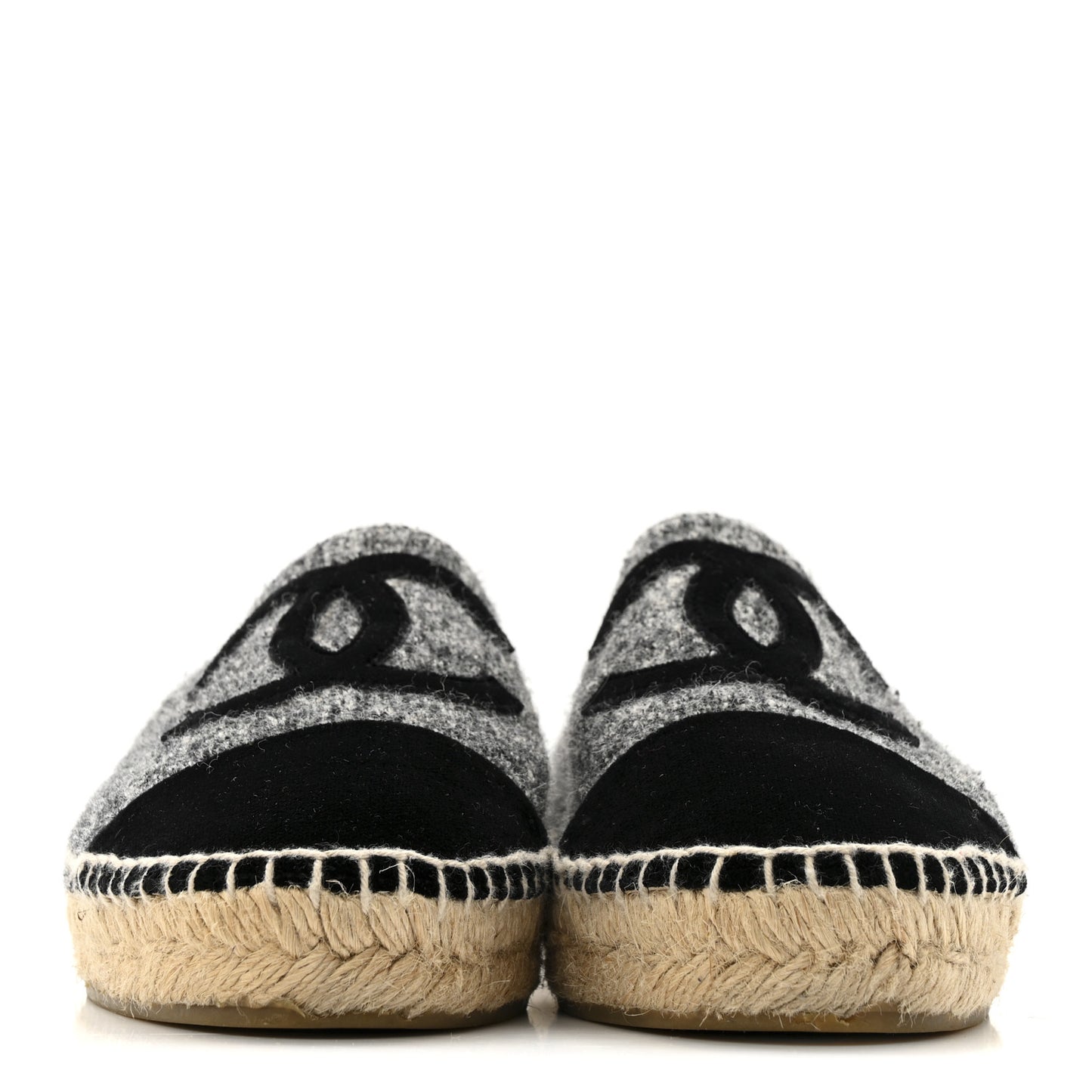Tweed Velvet CC Espadrilles 38 Grey Black