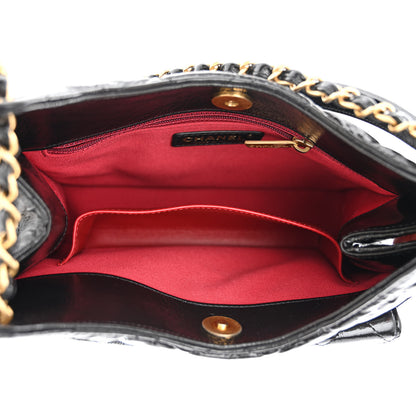 Chanel Shiny Crumpled Calfskin Quilted Wavy CC Hobo Black 5 of 12