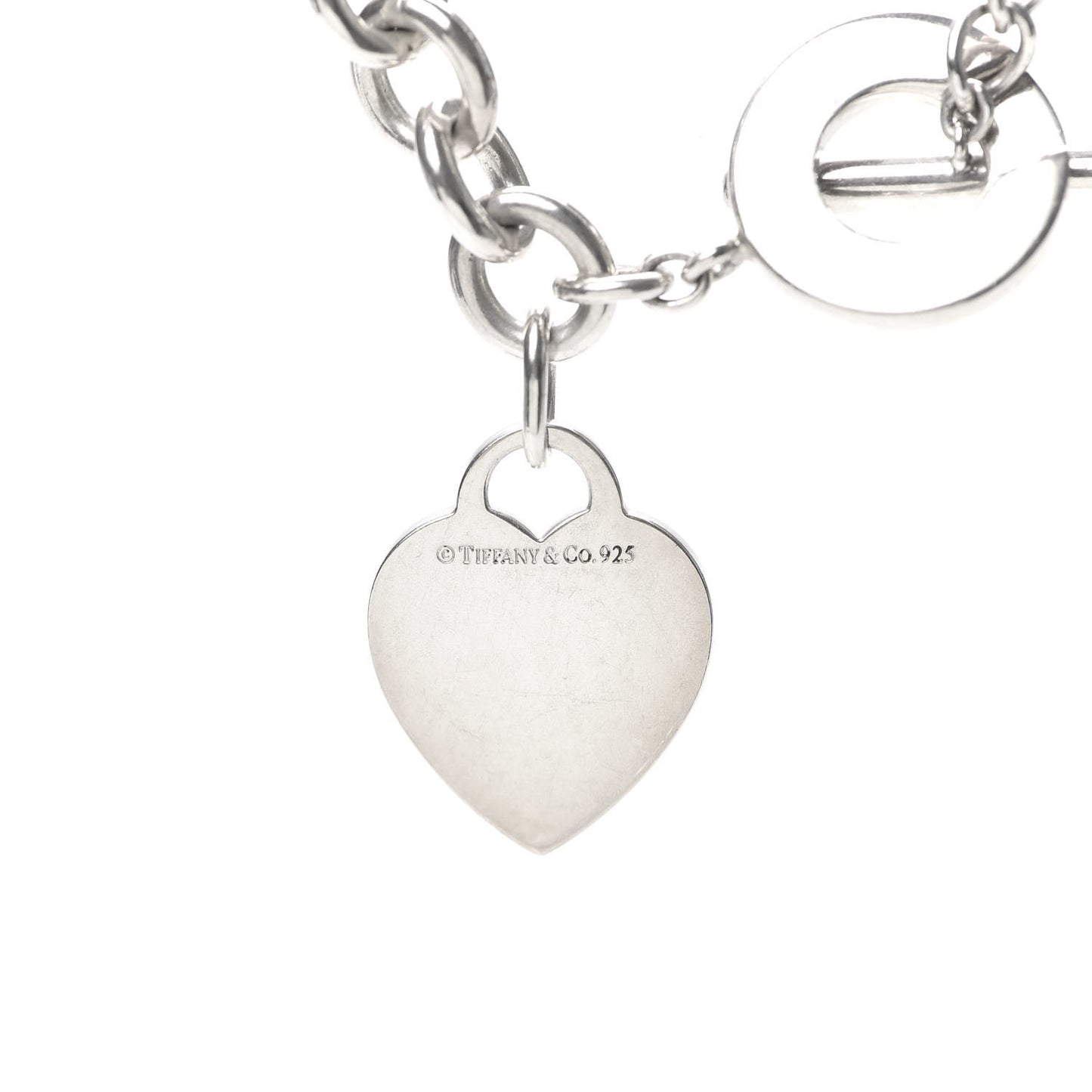 Sterling Silver Heart Tag Toggle Necklace