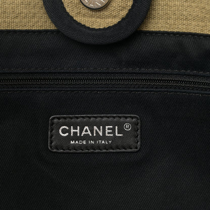 Chanel Canvas Small Deauville Tote Beige Black 6 of 13