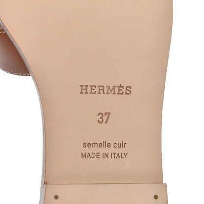 Hermes Box Calfskin Oran Sandals 37 Gold 9 of 11