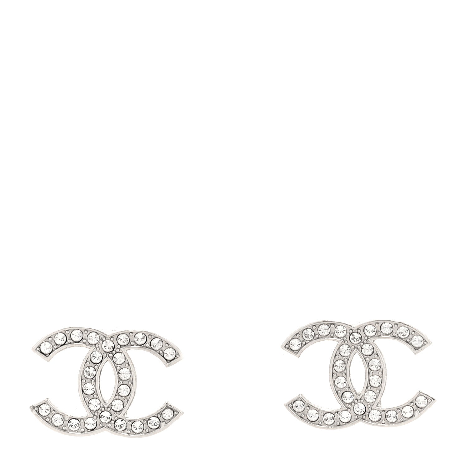 Chanel Crystal CC Earrings Silver 1 of 4
