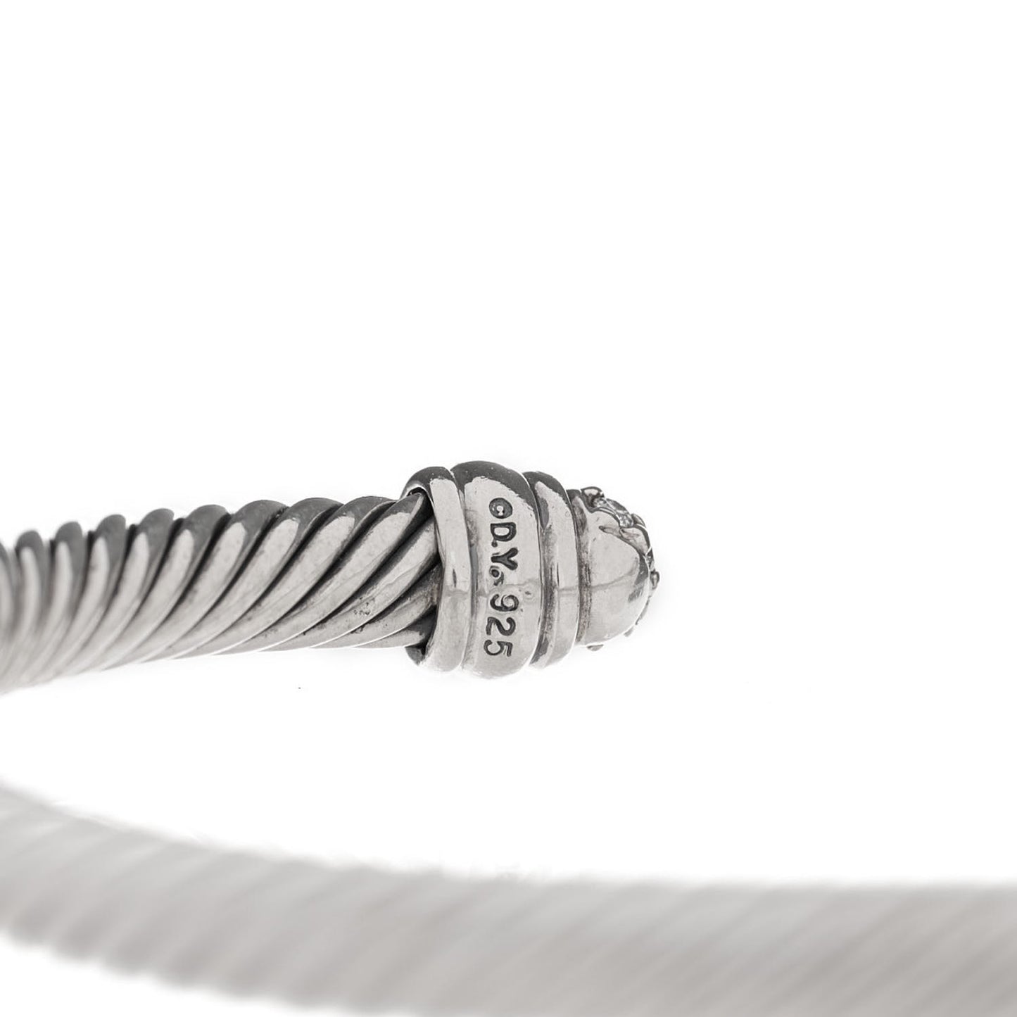 Sterling Silver Pave Diamond 5mm Cable Classics Bracelet