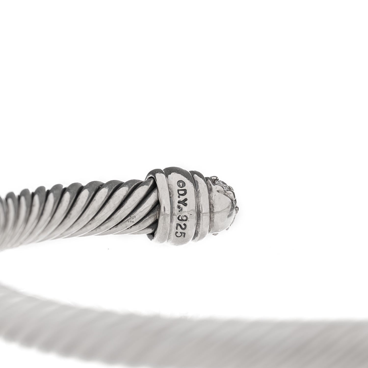 David Yurman Sterling Silver Pave Diamond 5mm Cable Classics Bracelet 4 of 5