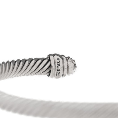 David Yurman Sterling Silver Pave Diamond 5mm Cable Classics Bracelet 4 of 5