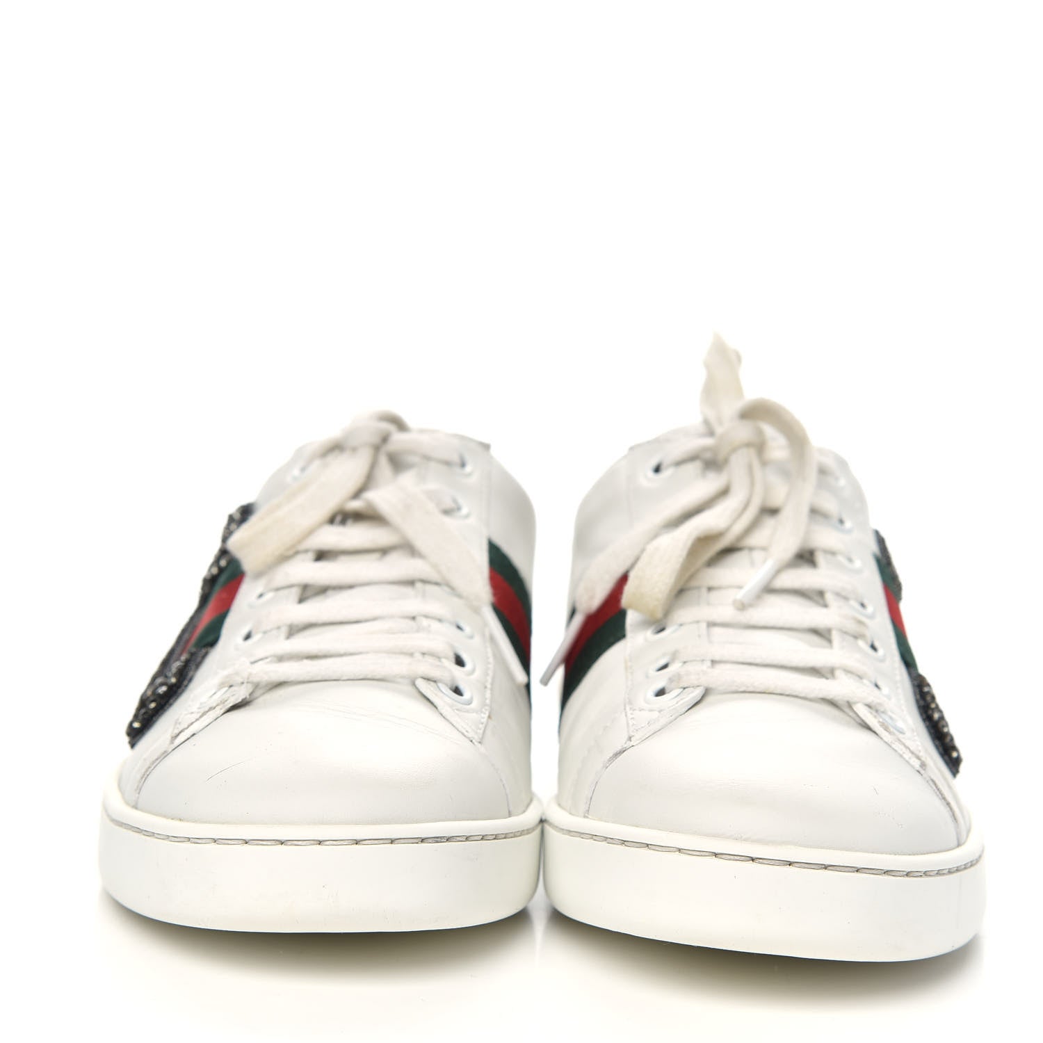 Gucci Calfskin Web Studded Low Pin Womens New Ace Sneakers 38 White 2 of 11