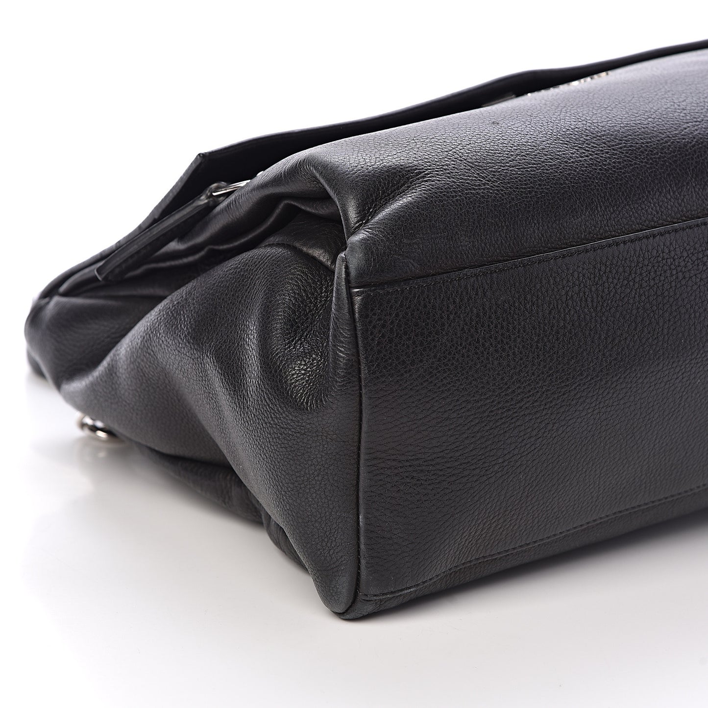 Waxy Grained Calfskin Medium Pandora Pure Flap Bag Black