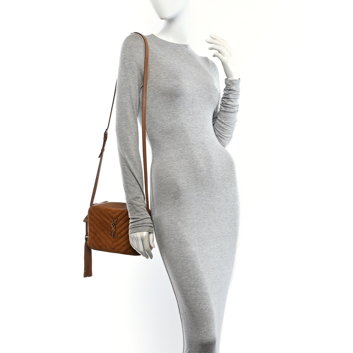 Suede Matelasse Monogram Lou Camera Bag Cinnamon