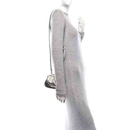 Balenciaga Metallic Textured Calfskin Logo Cloud Coin Purse With Strap Silver 2 of 11