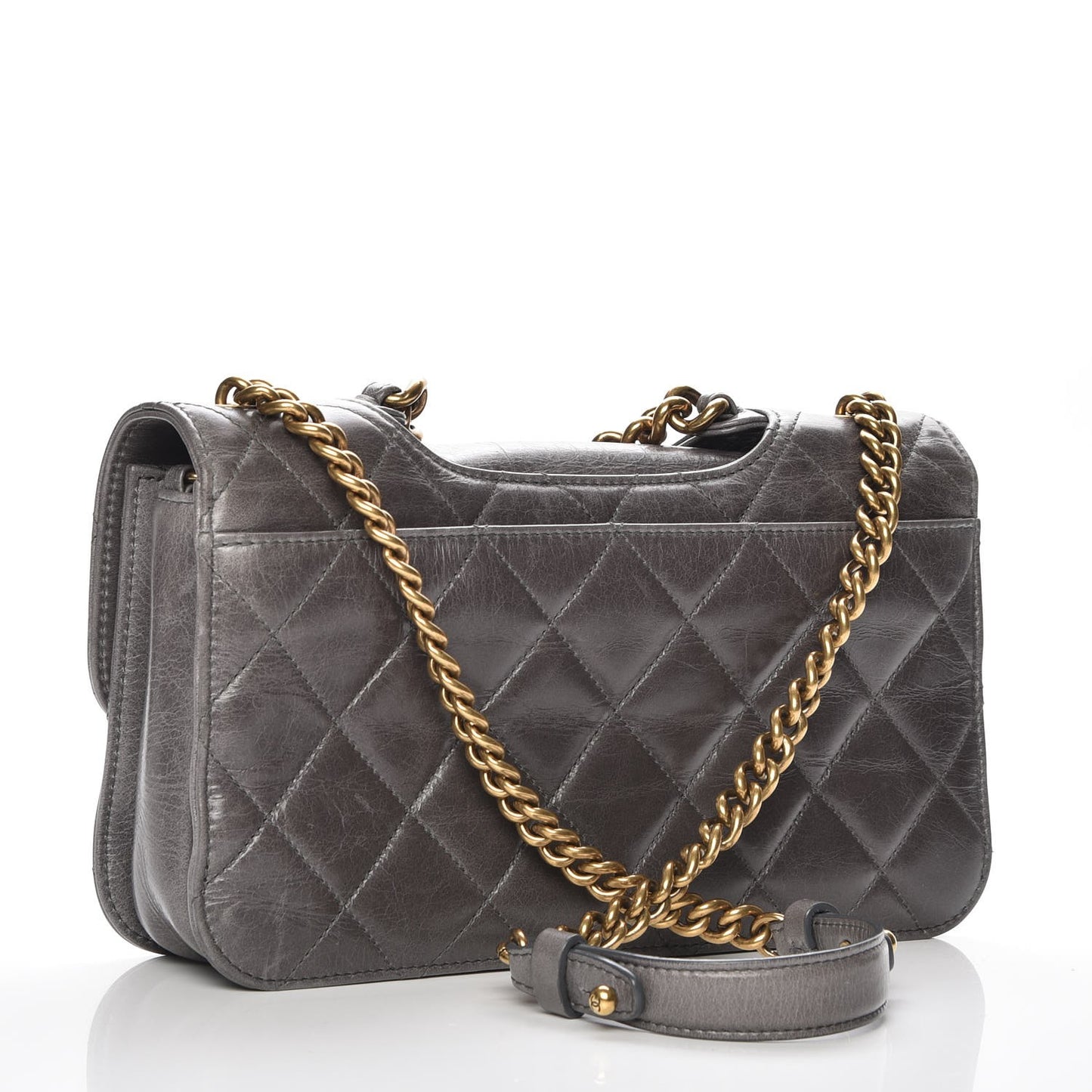 Aged Calfskin Medium Perfect Edge Flap Grey