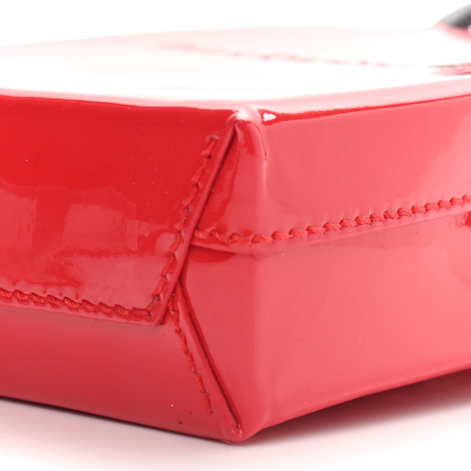 Balenciaga Patent Calfskin Logo Shopping Phone Holder Bag Bright Red 10 of 10