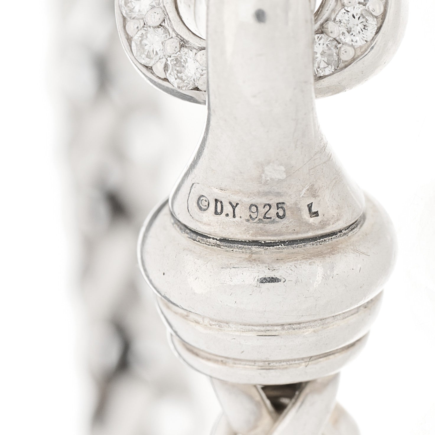 David Yurman Sterling Silver Diamond 6mm Buckle Wheat Chain Bracelet 3 of 3