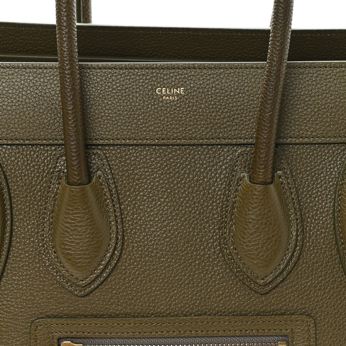 Drummed Calfskin Micro Luggage Dark Olive