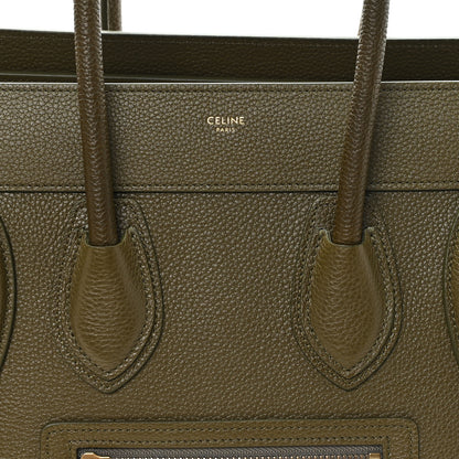 Celine Drummed Calfskin Micro Luggage Dark Olive 8 of 10