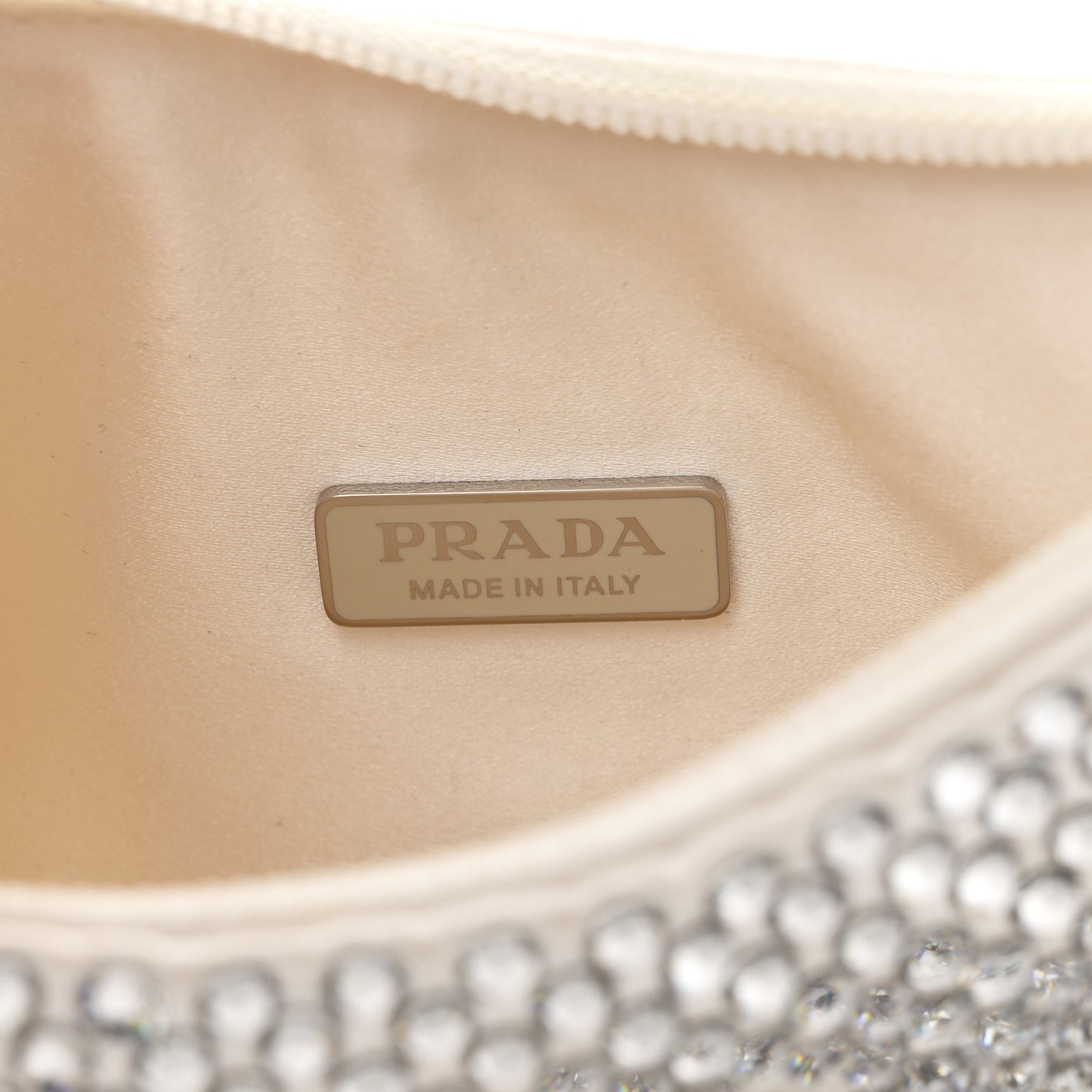 Satin Crystal Mini Re-Edition 2000 Bag White