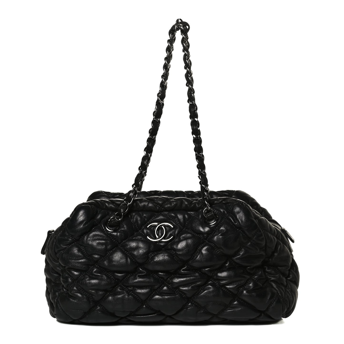 Calfskin Bubble Quilt Bowler Black