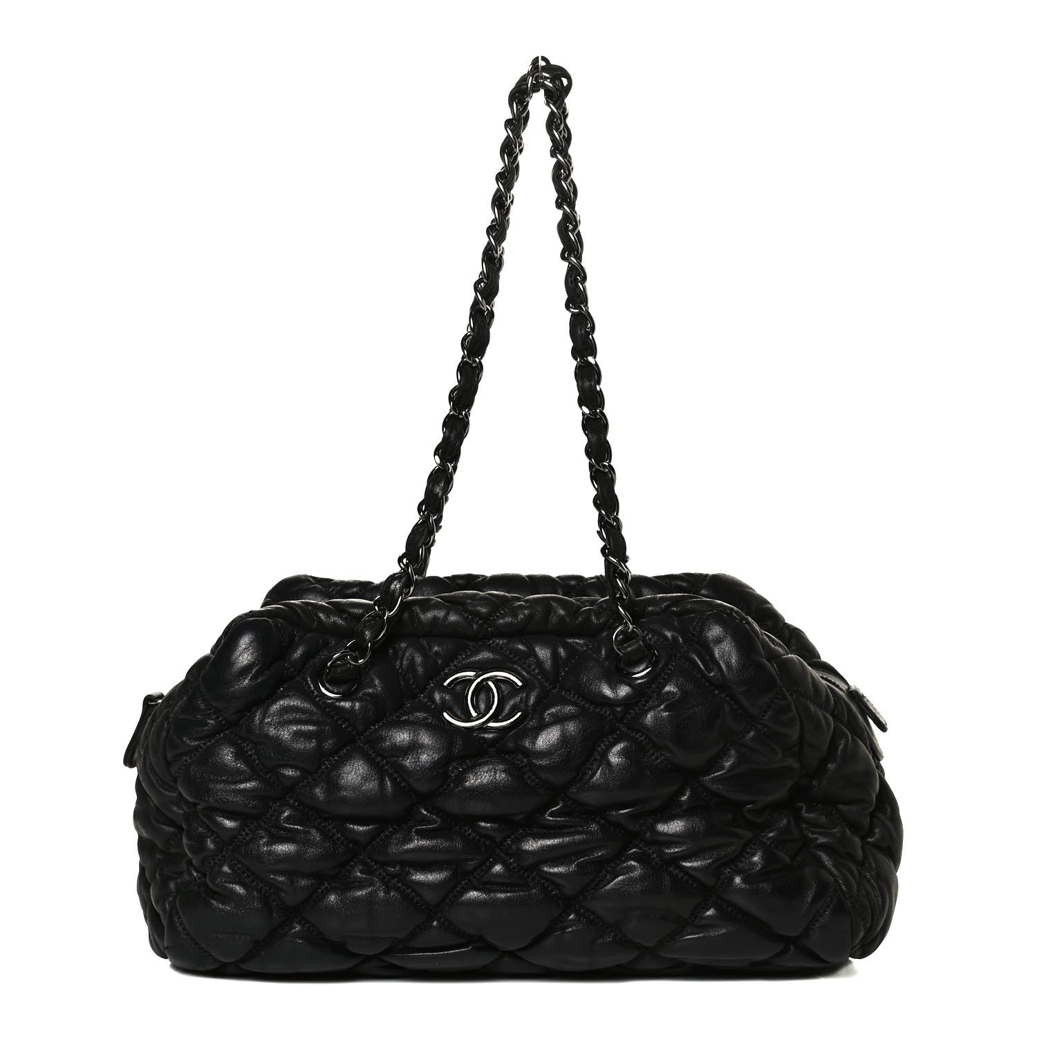 Chanel Calfskin Bubble Quilt Bowler Black 2 of 27
