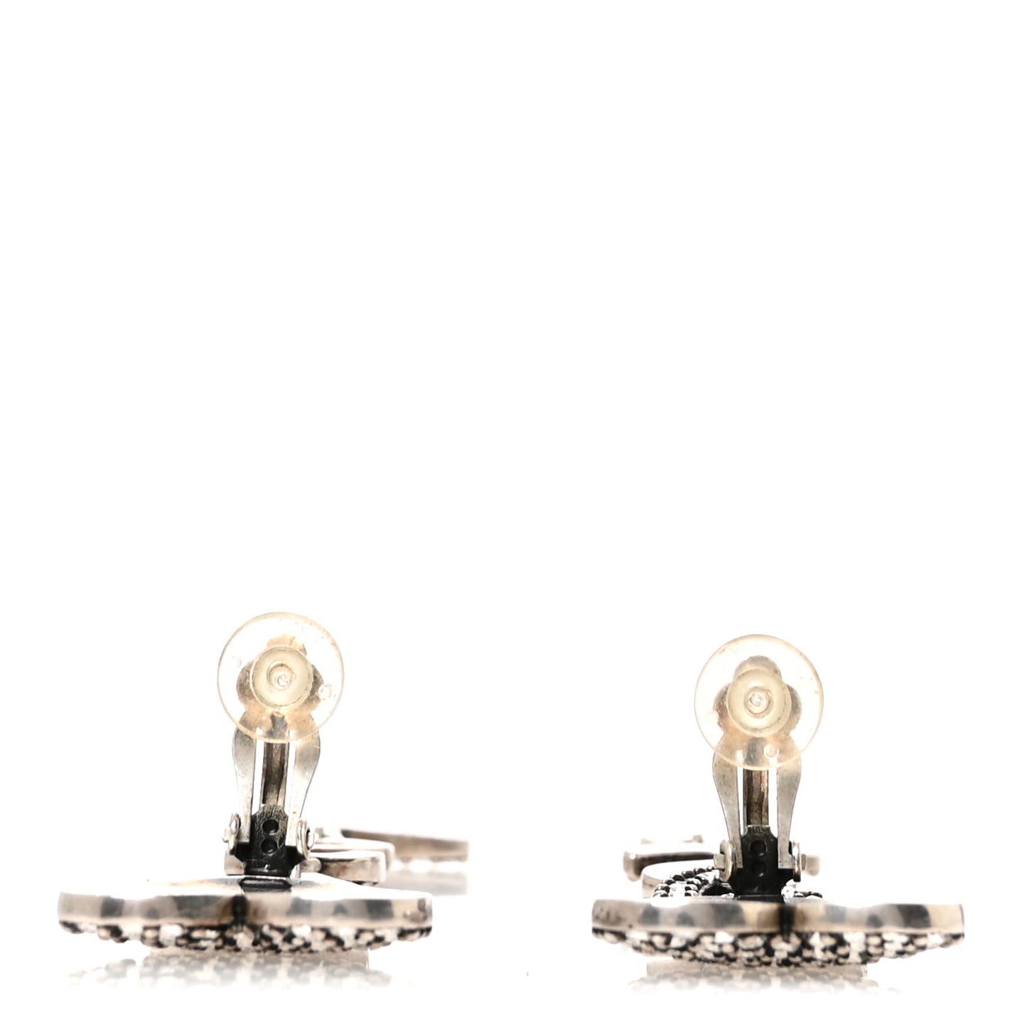 Brass Crystal Monogram Heart Drop Clip Earrings Silver Silver
